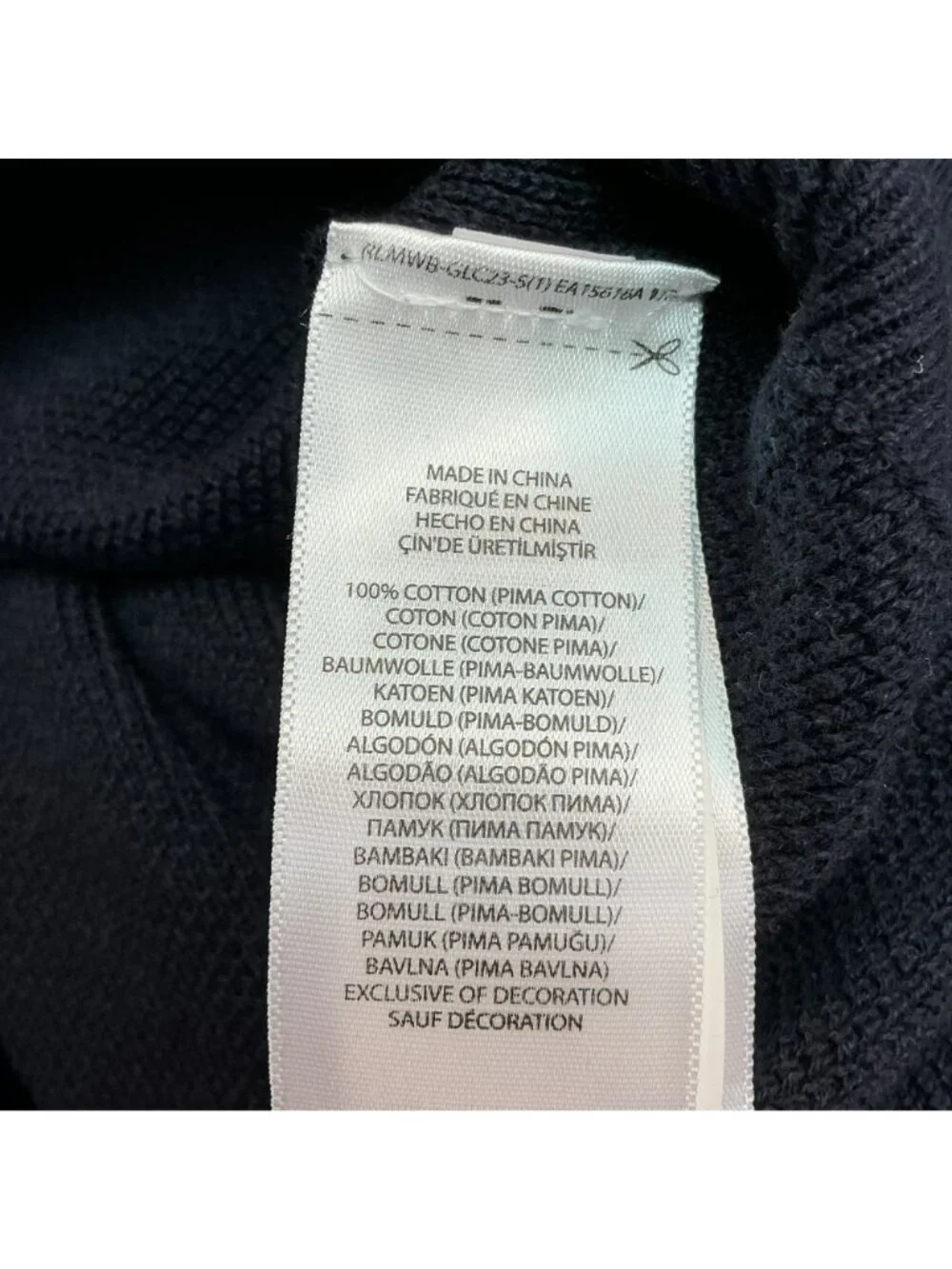 Polo Ralph Lauren Mens Large Navy Pima Cotton Half-Zip Sweater